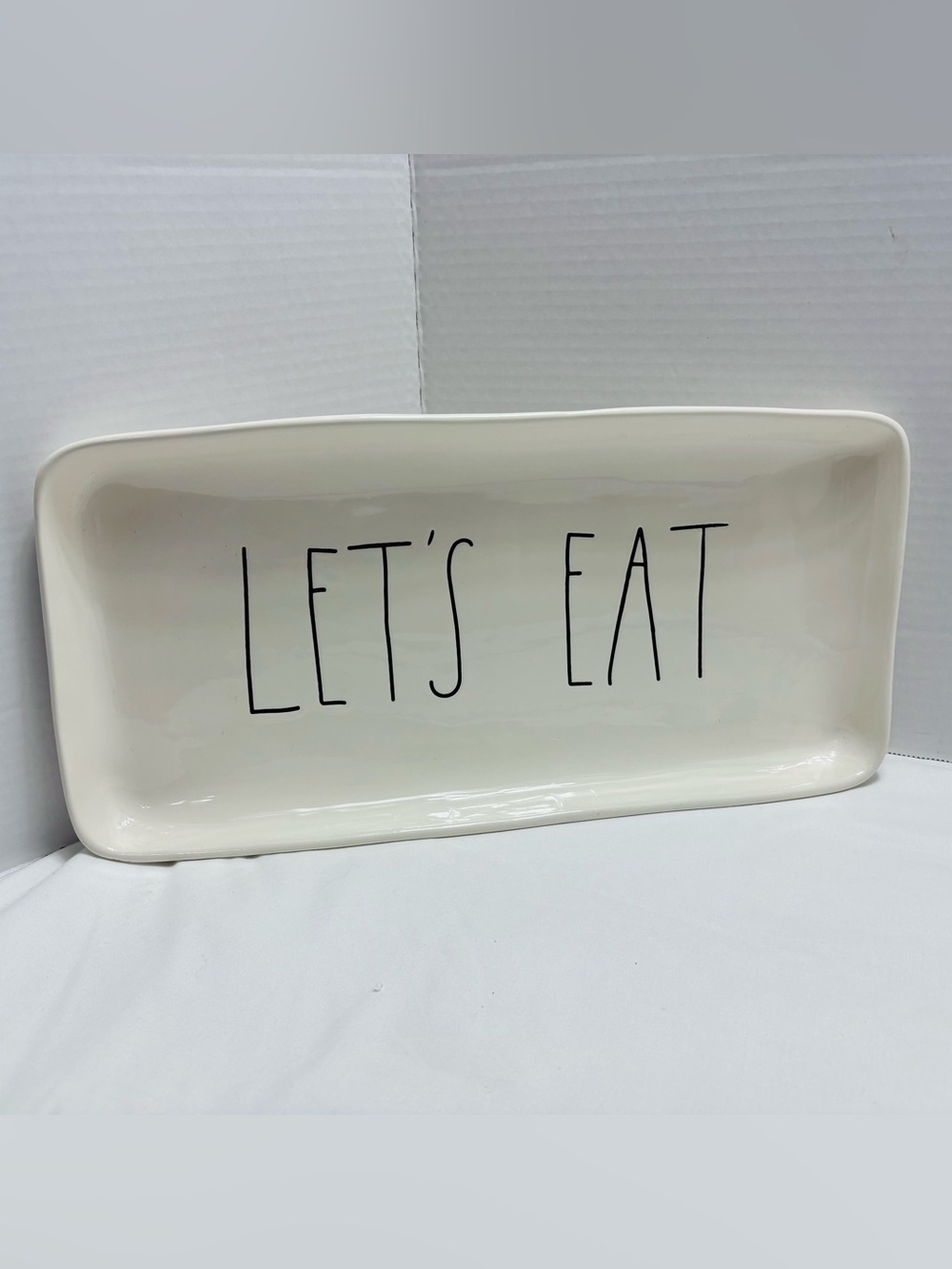 White Ceramic 'LET'S EAT' Serving Tray